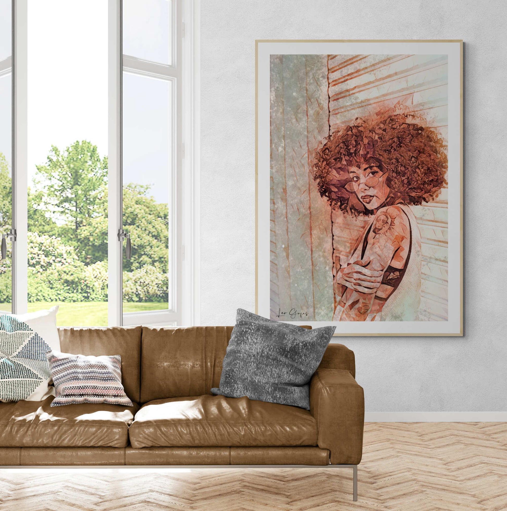 Afro curly woman Wall Art - ARTAX GALLERY