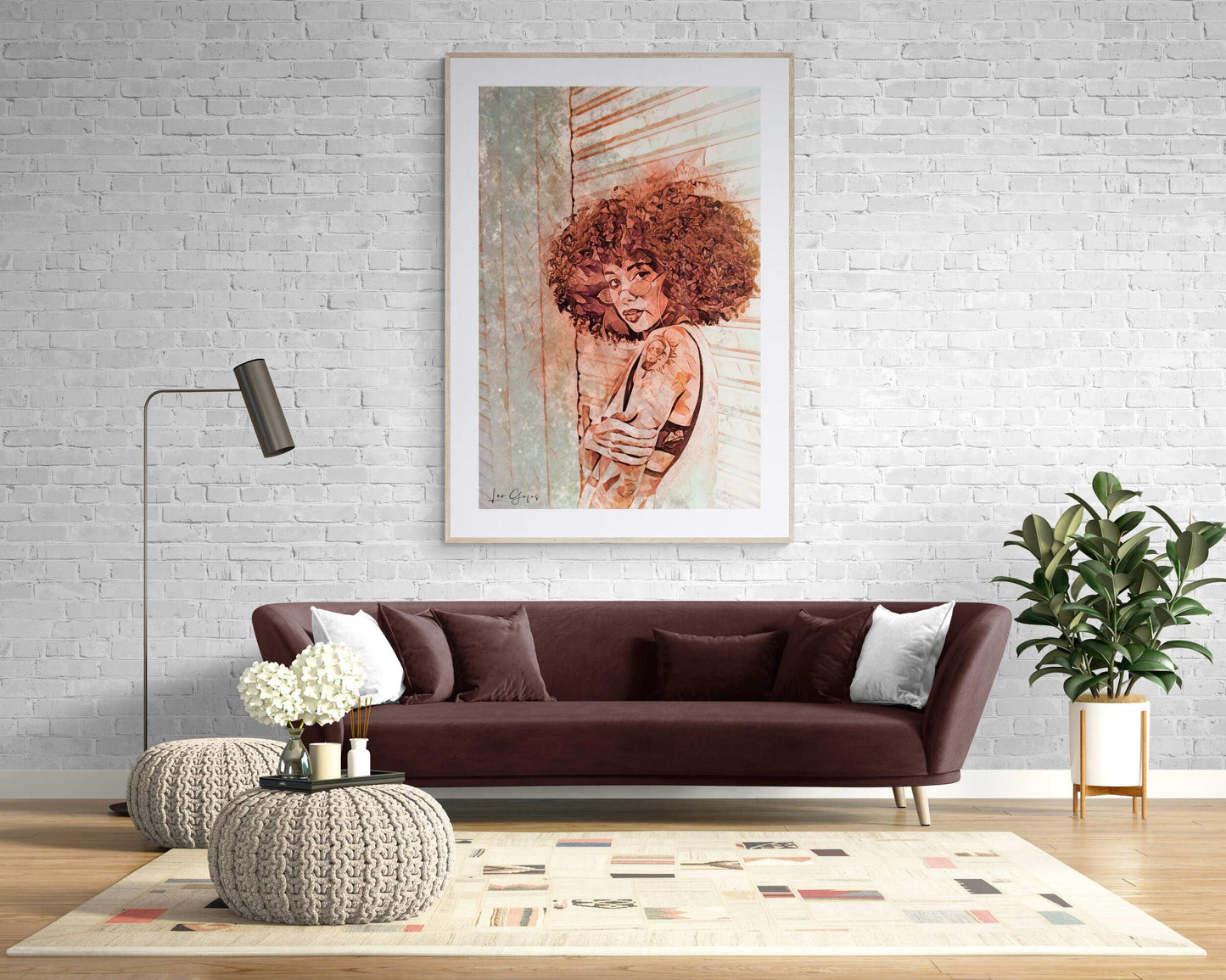 Afro curly woman Wall Art - ARTAX GALLERY