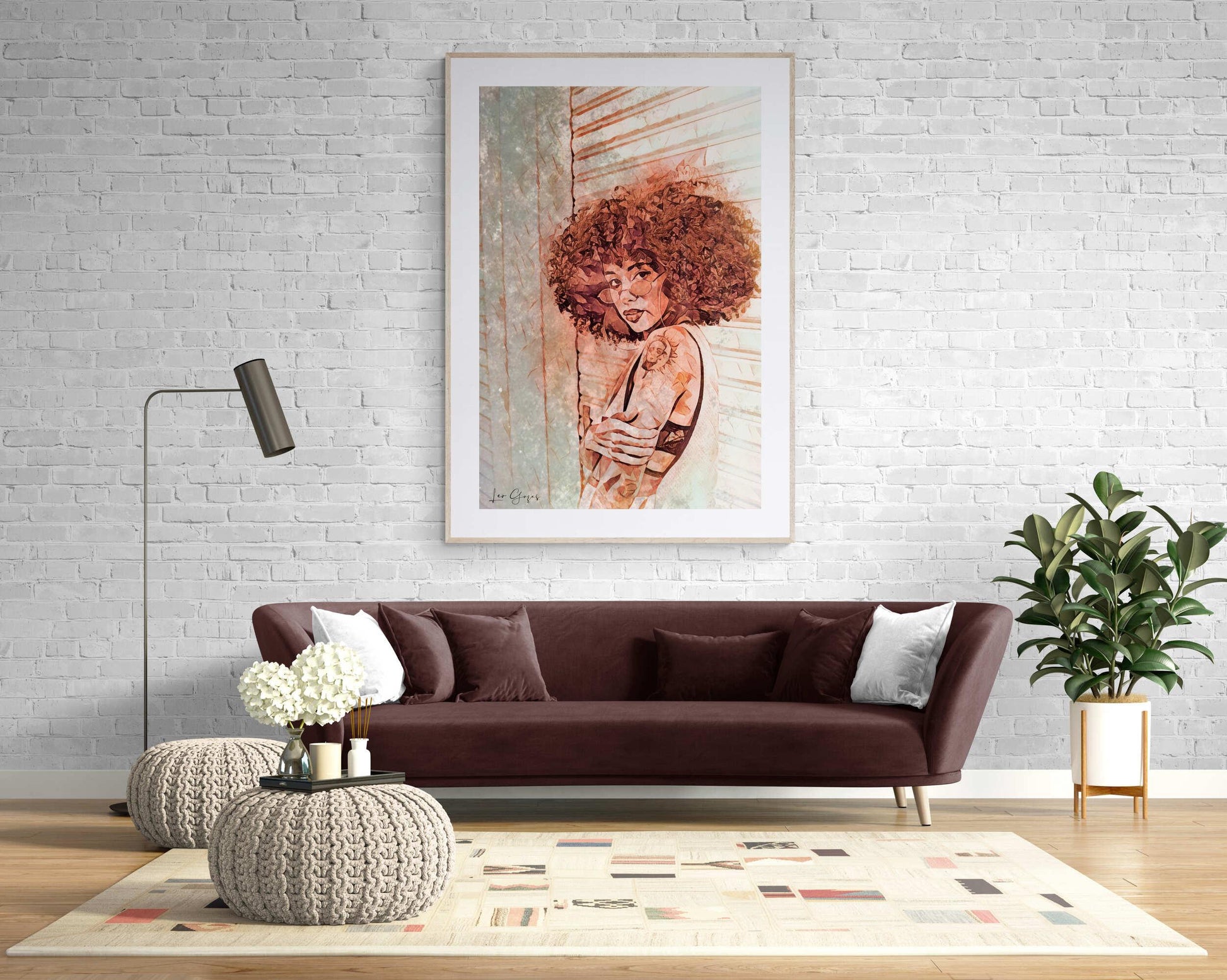 Afro curly woman Wall Art - ARTAX GALLERY