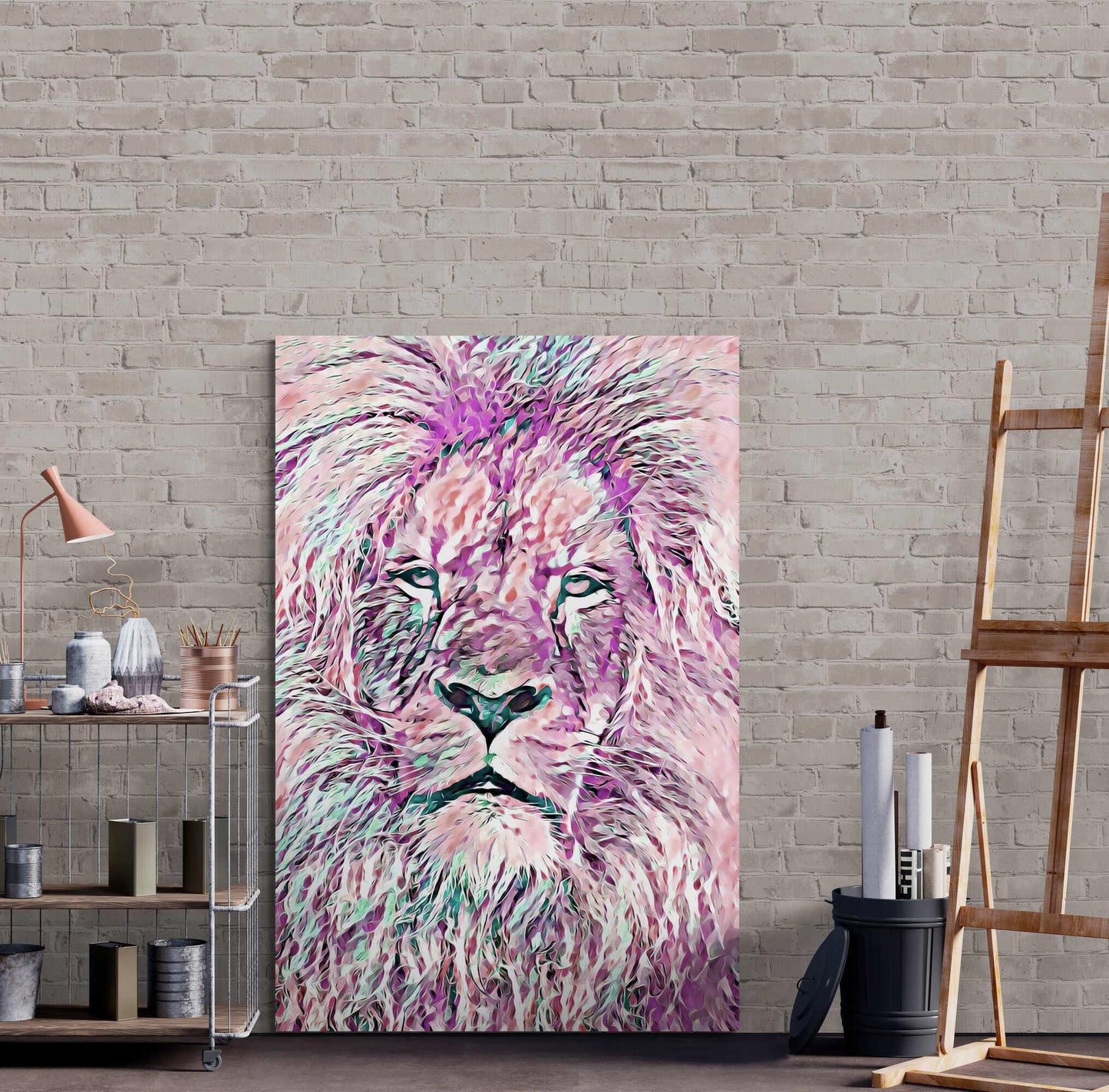 Pink Lion Tycoon Wall Art - ARTAX GALLERY