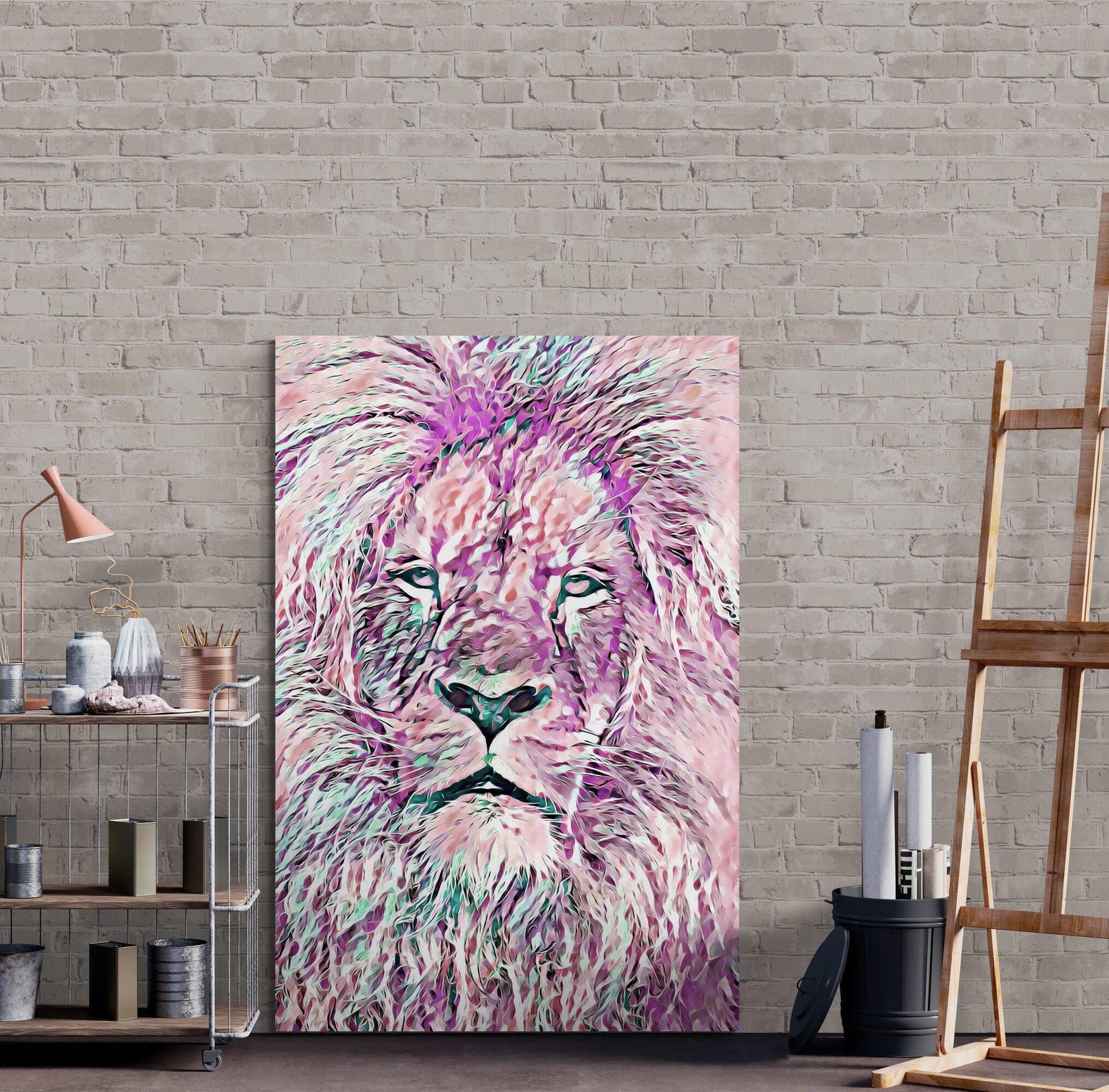 Pink Lion Tycoon Wall Art - ARTAX GALLERY