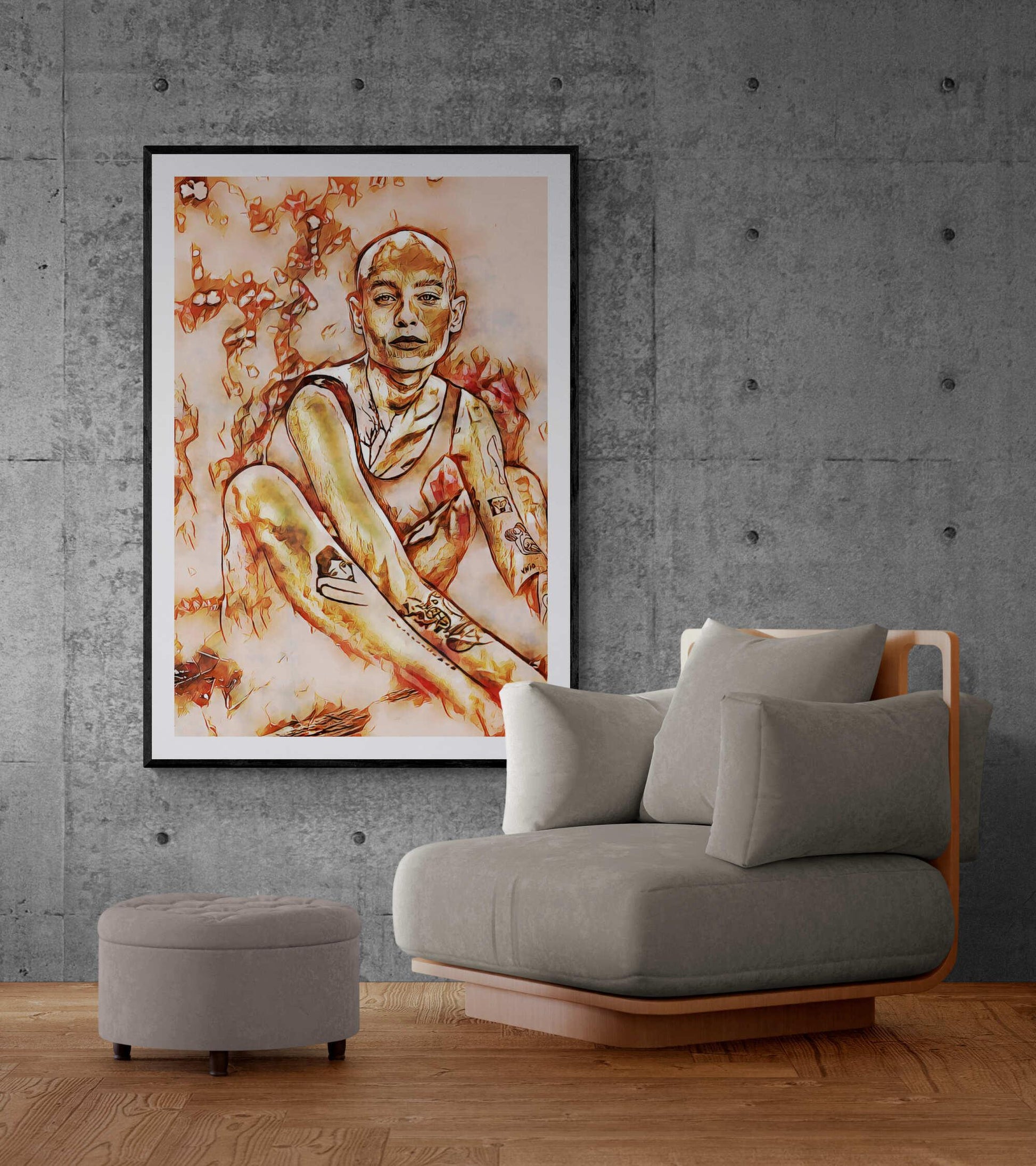 Bald Tattoo Woman Wall Art - ARTAX GALLERY