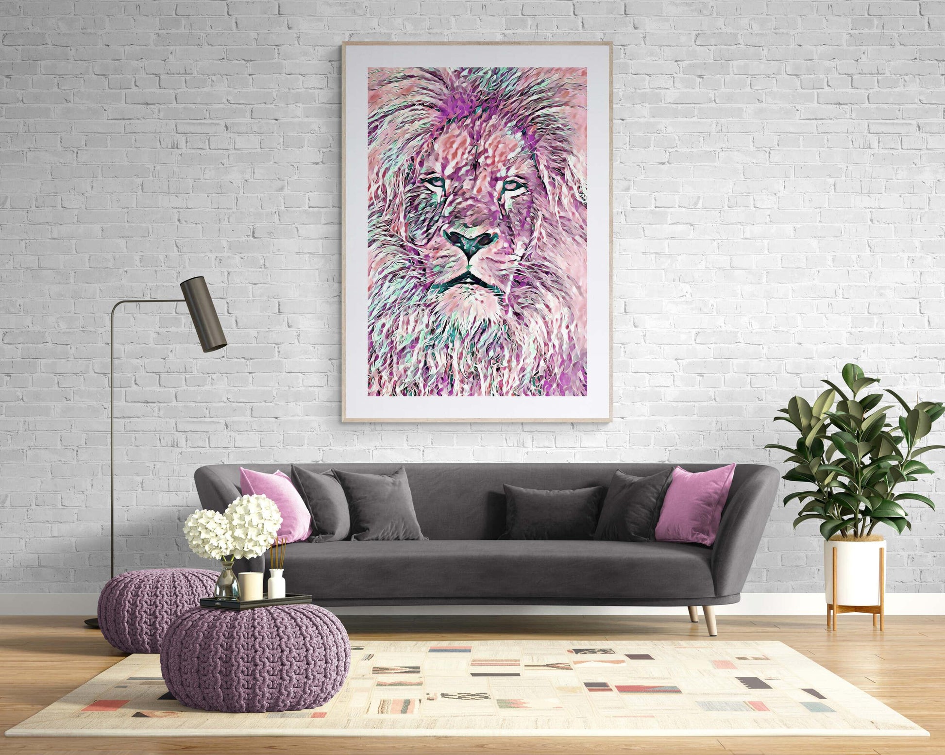 Pink Lion Tycoon Wall Art - ARTAX GALLERY