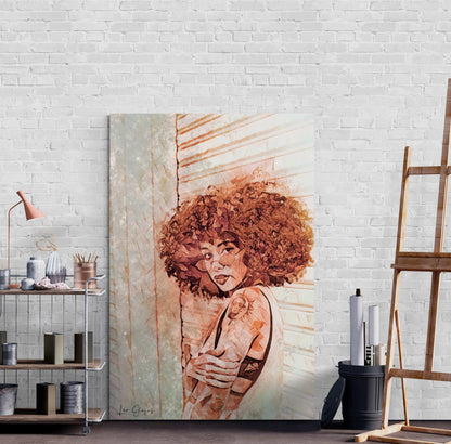 Afro curly woman Wall Art - ARTAX GALLERY