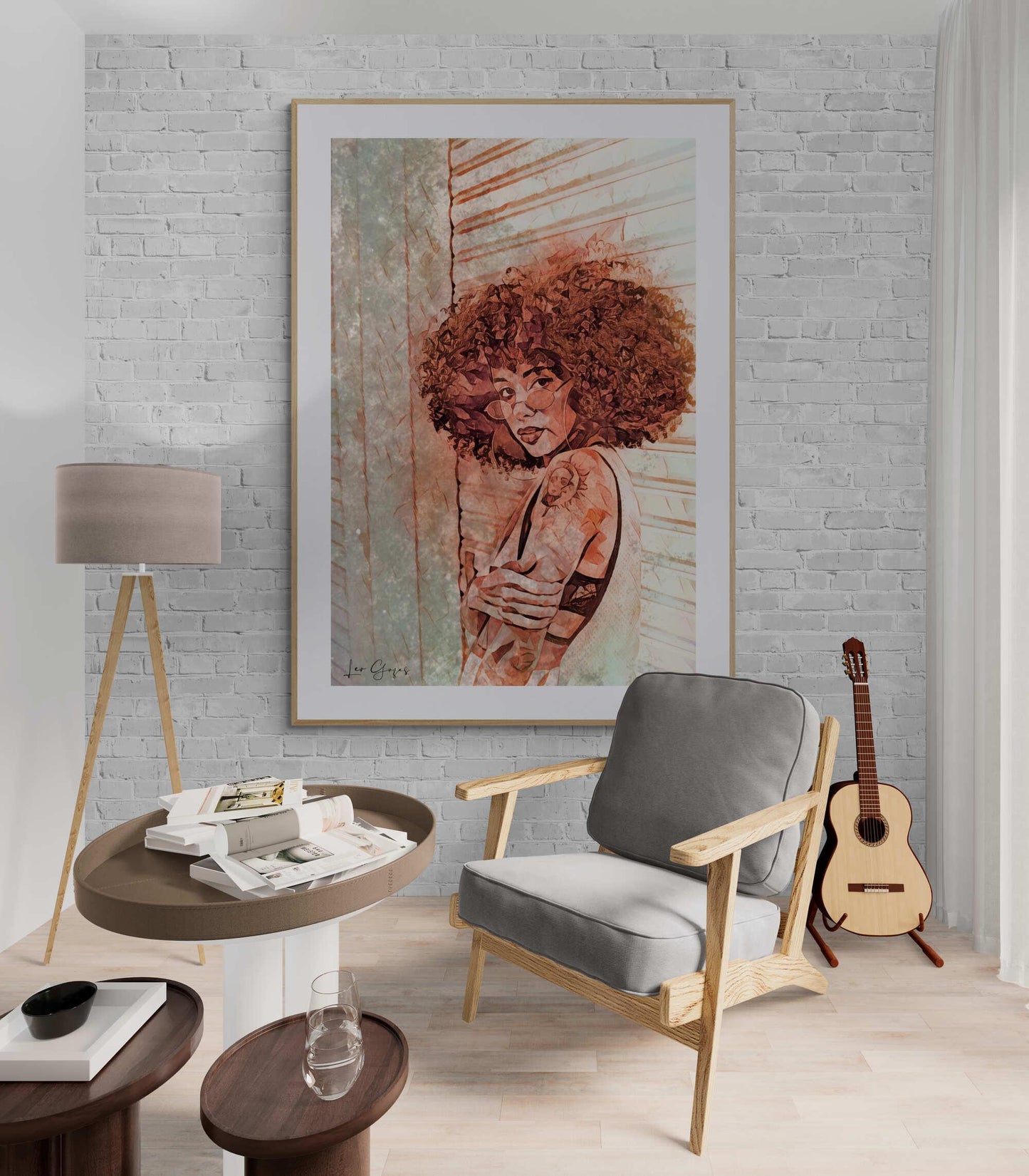 Afro curly woman Wall Art - ARTAX GALLERY