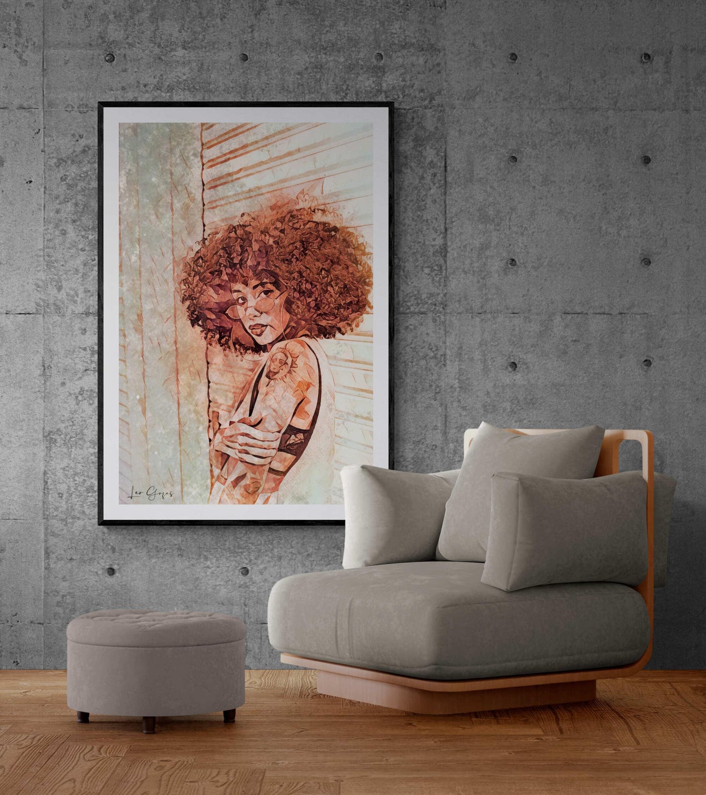 Afro curly woman Wall Art - ARTAX GALLERY