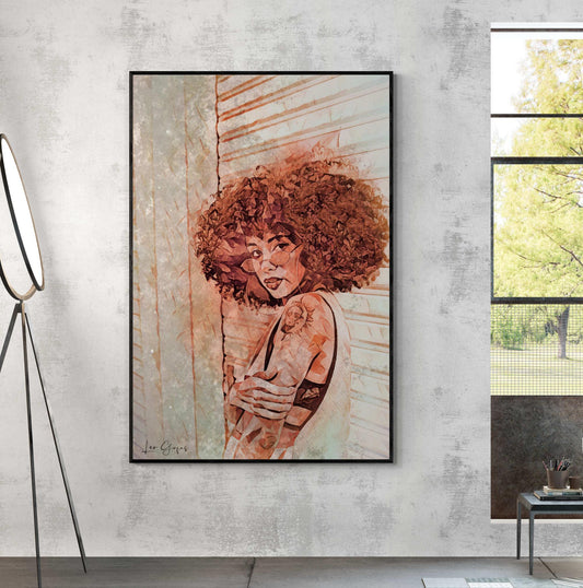 Afro curly woman Wall Art - ARTAX GALLERY