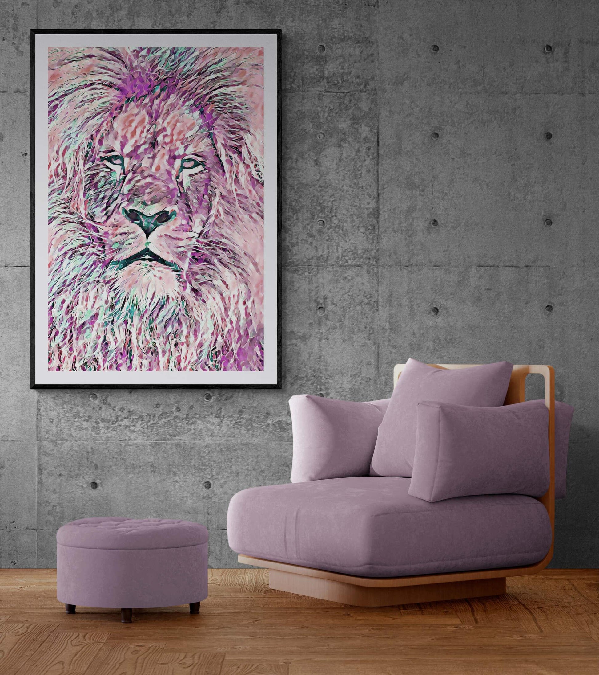 Pink Lion Tycoon Wall Art - ARTAX GALLERY